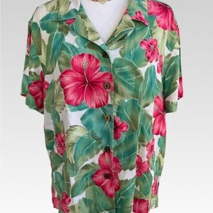 Tropical Floral Button-Down Shirt XL